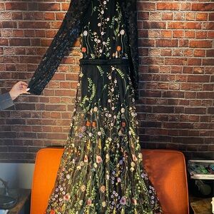 Black Claes Iversen floral dress + inner slip dress